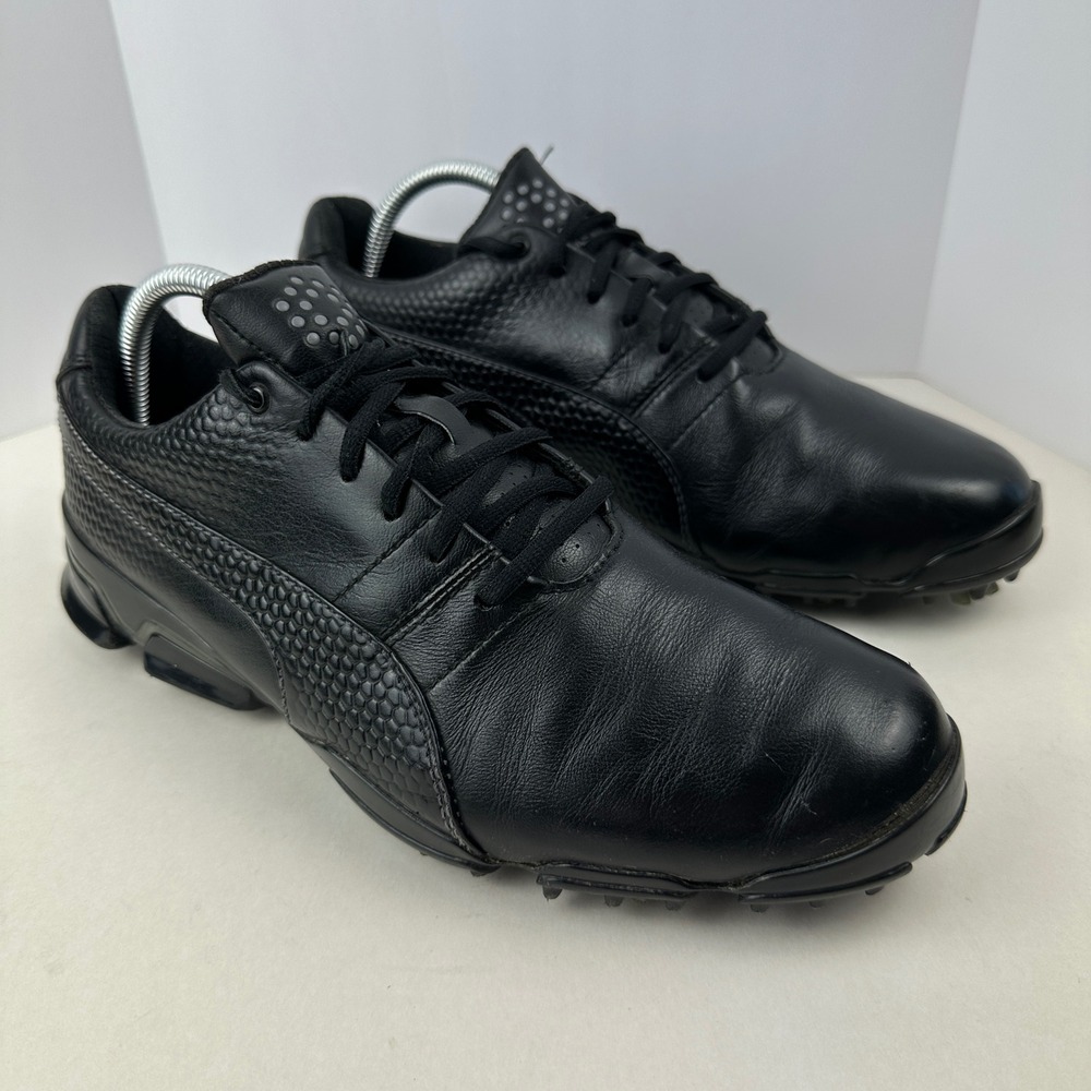 Puma Ignite TitanTour Golf Shoes Mens 9 Black Leather Athletic Spikes READ